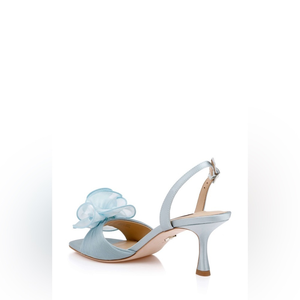 Badgley Mischka Light Blue Heels with Floral Accent - Picture 3 of 7